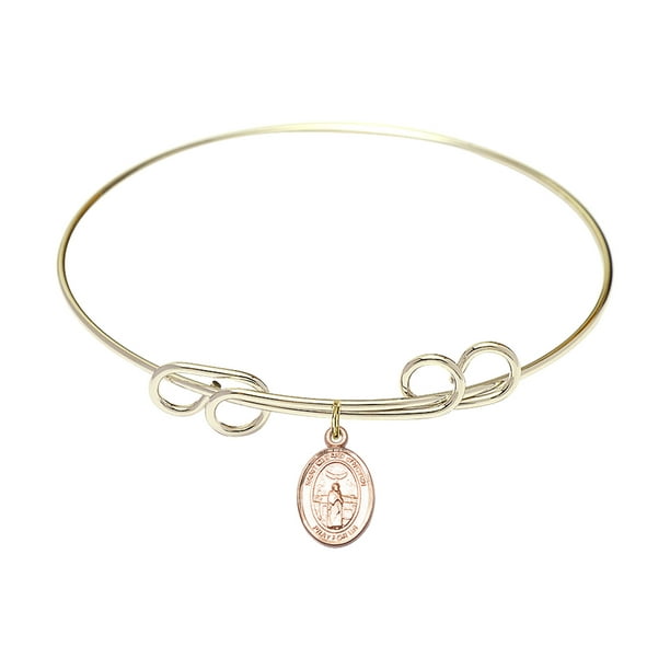 Medard of Noyon in Sterling Silver Bonyak Jewelry Round Eye Hook Bangle Bracelet w/St Medard of Noyon in Sterling Silver Bonyak Jewelry Round Eye Hook Bangle Bracelet w/St
